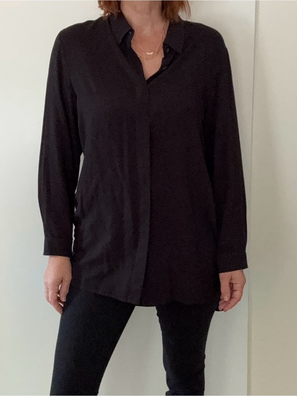 Ann Demeulemeester Black Button-Front Long Sleeve Tunic Blouse EU 42 / US 8/10